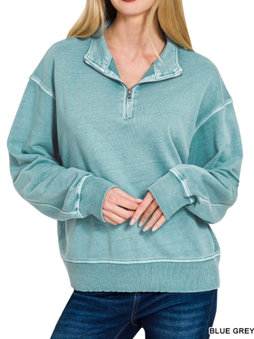 ❤️ ZENANA “ SARAH ” ZENANA SCUBA 1/4 ZIP PULLOVER TOP AND PANTS 2 PIECE SET - Picture 2 of 3